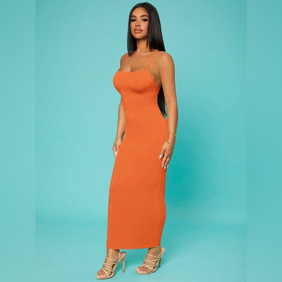 SHEIN SXY Neon Orange Criss-Cross Backless Cami Dress - Picture 3 of 9